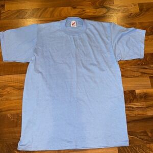 Jerzees‎ Blue T-Shirt Large Basic Solid  Short Sleeve vintage single stitch USA